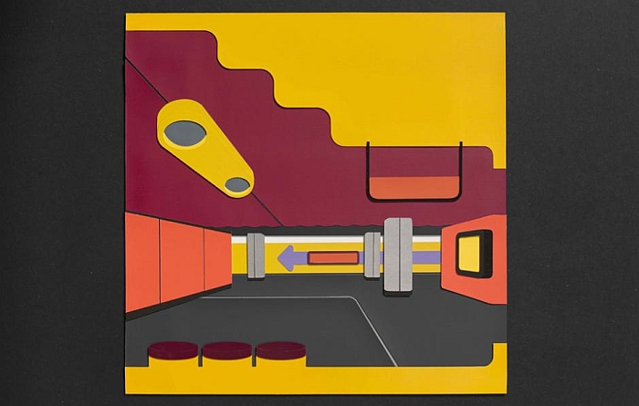 Immersive Pop: Colour Strategy visualisation based on Berlin underground stations by Rainer Rümmler. (Hand-painted collage by research team from Haus der Farbe and University of Edinburgh. Photo : Urs Siegenthales)
