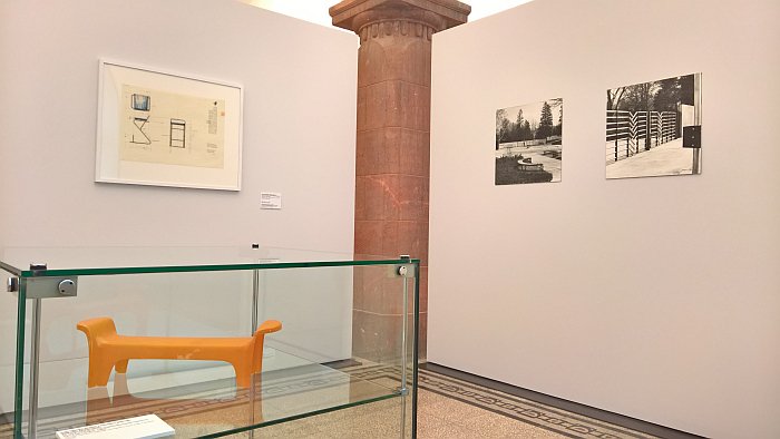 Bench for Karl-Marx-Stadt and other furniture and public space designs by Karl Clauss Dietel, as seen at Simson Diamant Erika. Formgestaltung von Karl Clauss Dietel, Kunstsammlungen Chemnitz