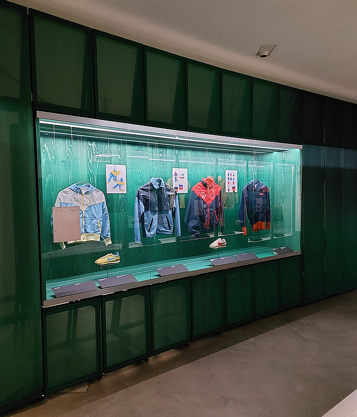 A selection of Nike clothing by Diane Katz, as seen at Nike: Form Follows Motion, Vitra Design Museum, Weil am Rhein