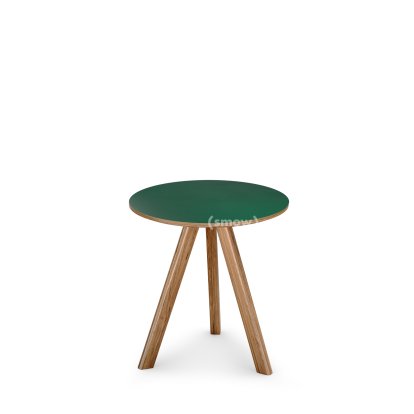 Copenhague Round Table CPH20, Ø 50 x H 49, Lacquered oak, Linoleum green