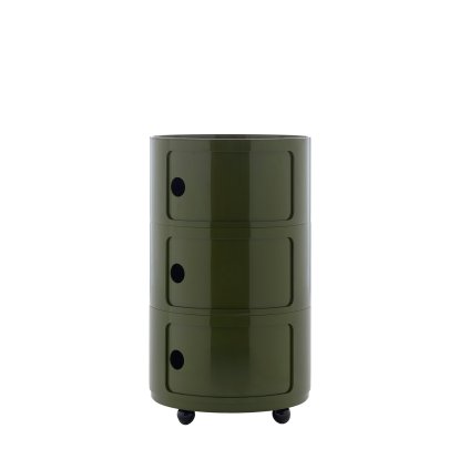 Componibili Container Big, 3 Compartments, Green, With castors