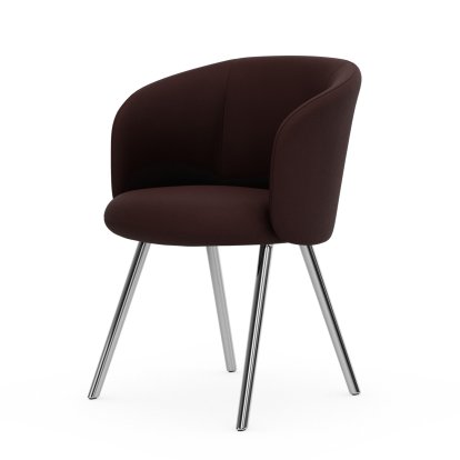 Mikado Armchair, Four-legged base, 4 legs, Aluminium polished, Plano, Dark red / nero, Glides for carpets