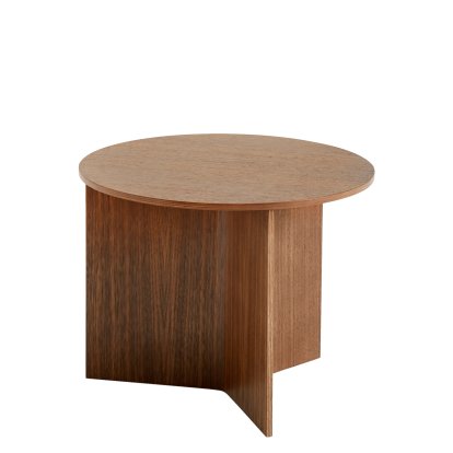 Slit Side Table Wood, H 35,5 x Ø 45 cm, Walnut lacquered