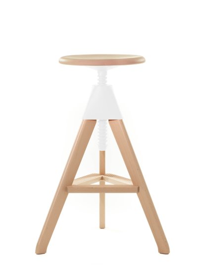 Tom & Jerry - The Wild Bunch Stool, Tom - h 70-86 cm, Natural beech - white