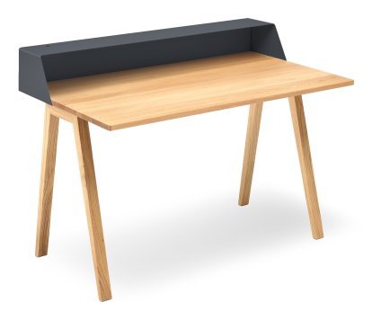 PS04 / PS05 Secretary, W 120 x D 75 cm (PS05), Anthrazite grey (RAL 7016), Oiled oak, Without power box