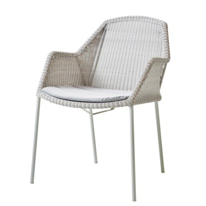 Breeze Chair, White grey, With seat cushion, Natté - Light grey