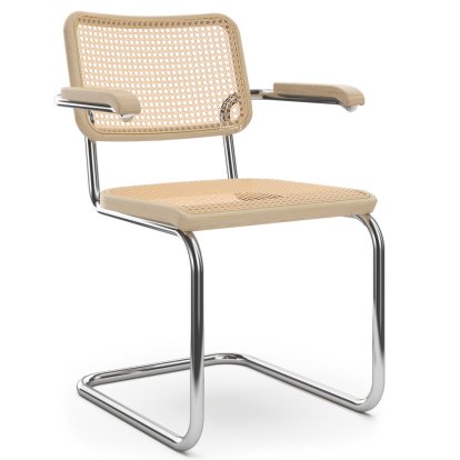 S 64 V Pure Materials Cantilever Chair, Ash / natural, Chrome-plated, No glides