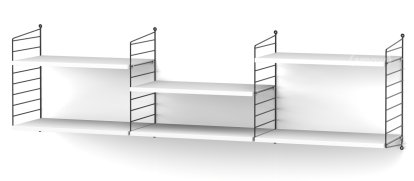 String System Shelf L, 30 cm, Black, White lacquered