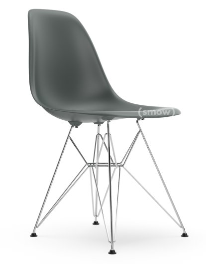 Eames Plastic Side Chair DSR, Granite grey, Without upholstery, Without upholstery, Standard version - 43 cm, Chrome-plated