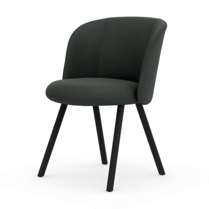 Mikado Side Chair, Four-legged base, 4 legs, dark oak, Plano, Sierra grey / nero, Glides for carpets