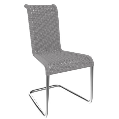 B20 Chair, Wickerwork I, Silver grey, Chrom