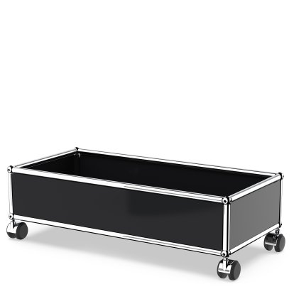 USM Haller Box with Castors, Graphite black RAL 9011, Hard castors for carpets