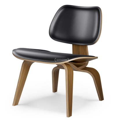 Plywood Group LCW / LCW Leather LoungeChair, Walnut with black pigmentation, seat leather nero