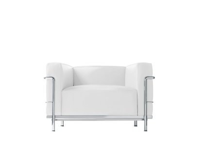 3 Fauteuil Grand Confort, grand modèle, Chrome-plated, Leather Scozia, White