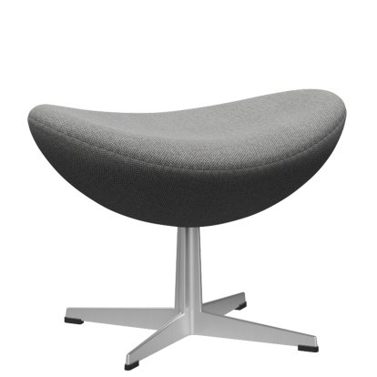Egg Footstool, Re-wool, 108 - Off white / natural, Satin polished aluminium