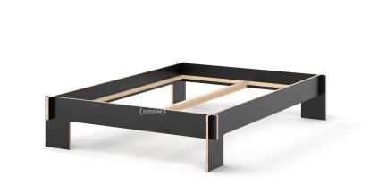 Siebenschläfer Bed, 140 x 200 cm, Without headboard, Black, Without slatted base