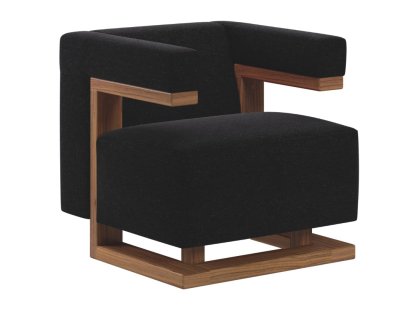 F51 Gropius Armchair, Hallingdal, Fabric Hallingdal 180 - anthracite , Walnut