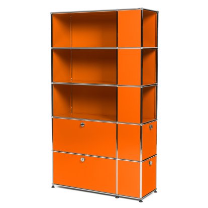 USM Haller bookcase with side compartments, Pure orange RAL 2004