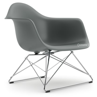 Eames Plastic Armchair LAR, Granite grey, Without upholstery, Chrome-plated