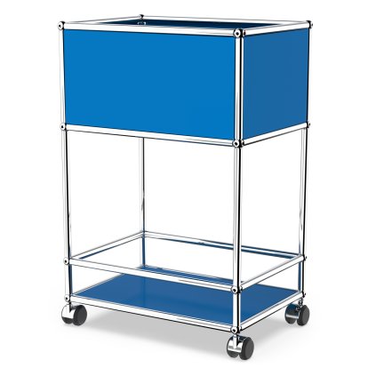 USM Haller Bar Sideboard Type 2, Gentian blue RAL 5010, Hard castors for carpets