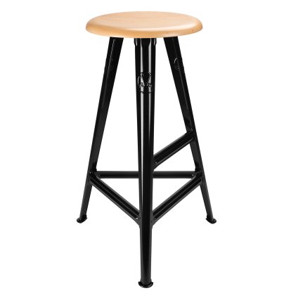Rowac Stool – Model 1 / 75 cm, Beech, Glossy black
