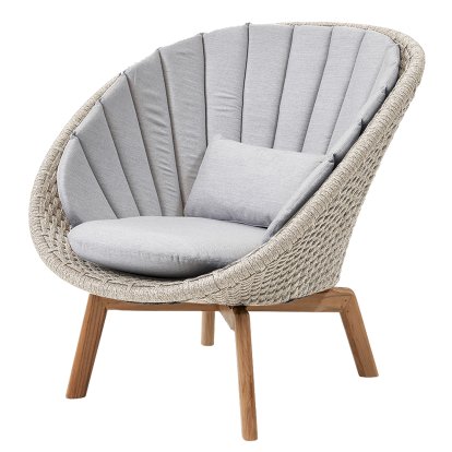 Peacock Lounge Chair, Medium flat soft Rope - Sand, Natté - Light grey