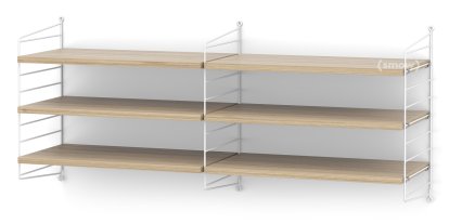 String System Shelf M, 30 cm, White, Oak veneer