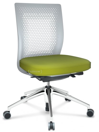 ID Air, Soft grey, Plano fabric-68 avocado, Basic dark, 5 star foot, polished aluminium, Without armrests, Hard castors for carpets