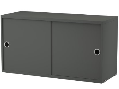 String System Cabinet With Sliding Doors, Dark grey lacquered, 30 cm
