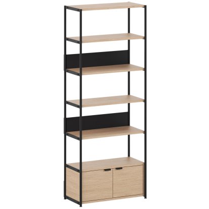Unit Shelf Wood, 215 cm , 1 x double door, Oak / Graphite Black