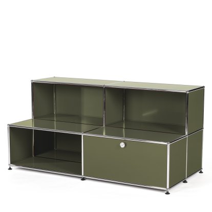 USM Haller Kids Sideboard M With Stairs, Olive green RAL 6003