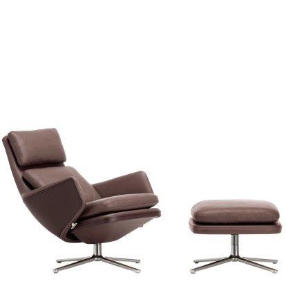Grand Relax Lounge Chair, With Ottoman, Leather Premium F, chestnut, Polished, 46,5 cm