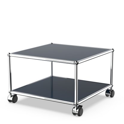 USM Haller Side Table with Castors, Steel blue RAL 5011, Hard castors for carpets