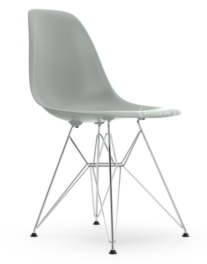 Eames Plastic Side Chair DSR, Light grey, Without upholstery, Without upholstery, Standard version - 43 cm, Chrome-plated