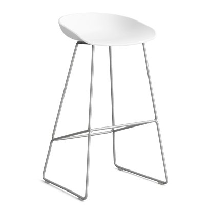 About A Stool AAS 38, Bar version: seat height 74 cm, Stainless steel, White 2.0