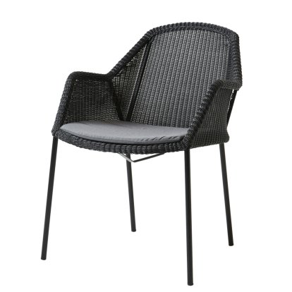 Breeze Chair, Black, With seat cushion, Natté - Grey