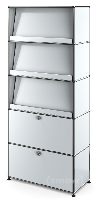 USM Haller Storage Unit with 3 Angled Shelves, USM matte silver