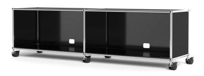USM Haller TV-/HiFi-Lowboard, Customizable, Graphite black RAL 9011, Open, With cable entry hole bottom centre