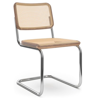 S 32 V Pure Materials Cantilever Chair, Walnut / natural, Chrome-plated, No glides