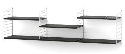 String System Shelf L, 30 cm, White, Black ash veneer