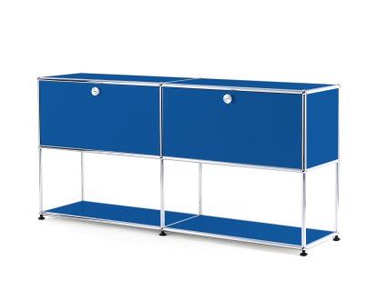 USM Haller Sideboard L with 2 Drop-down Doors, Lower Tier Structure, Gentian blue RAL 5010