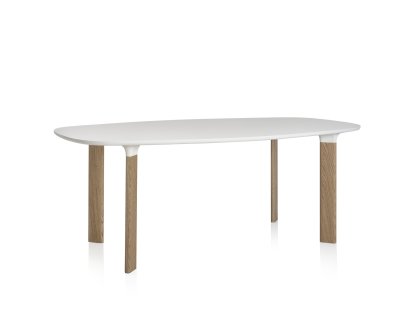 Analog Table, White laminate, legs oak, 185 x 105 cm