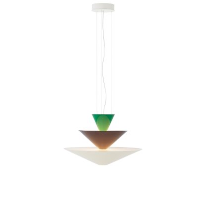 Gio LN14 / LN15 Pendant Lamp, Ø 60 cm x H 39 cm, Signal green, deep blue & ecru white