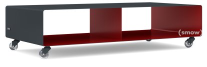 TV Lowboard R 200, Bicoloured, Anthracite grey (RAL 7016) - Ruby red (RAL 3003), Transparent castors