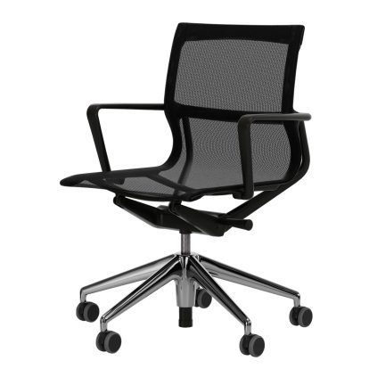 Physix, TrioKnit black pearl, Deep black / Aluminium, polished , Soft castors for hard floor surfaces