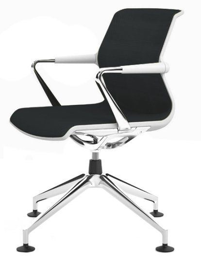 Unix Chair with Four Star Base, Silk mesh asphalt, Soft grey