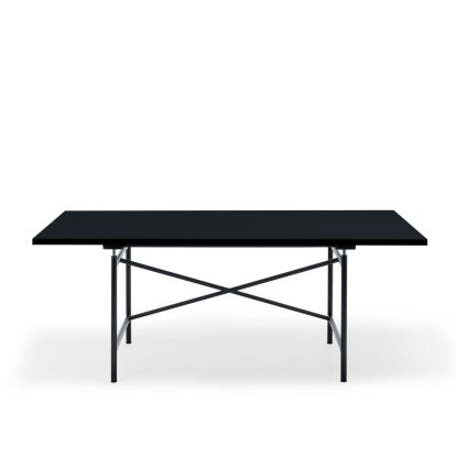 Eiermann 1 M Table (Mechanical Height Adjustment), Linoleum nero (Forbo 4023) with black edge, 180 x 90 cm, Black