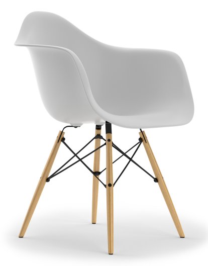 Eames Plastic Armchair DAW, Cotton white, Without upholstery, Without upholstery, Standard version - 43 cm, Ash honey tone