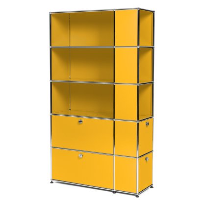 USM Haller bookcase with side compartments, Golden yellow RAL 1004