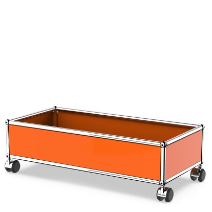 USM Haller Box with Castors, Pure orange RAL 2004, Soft castors for hard floor surfaces